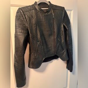 BCBGMaxAzria Black Textured Leather Jacket